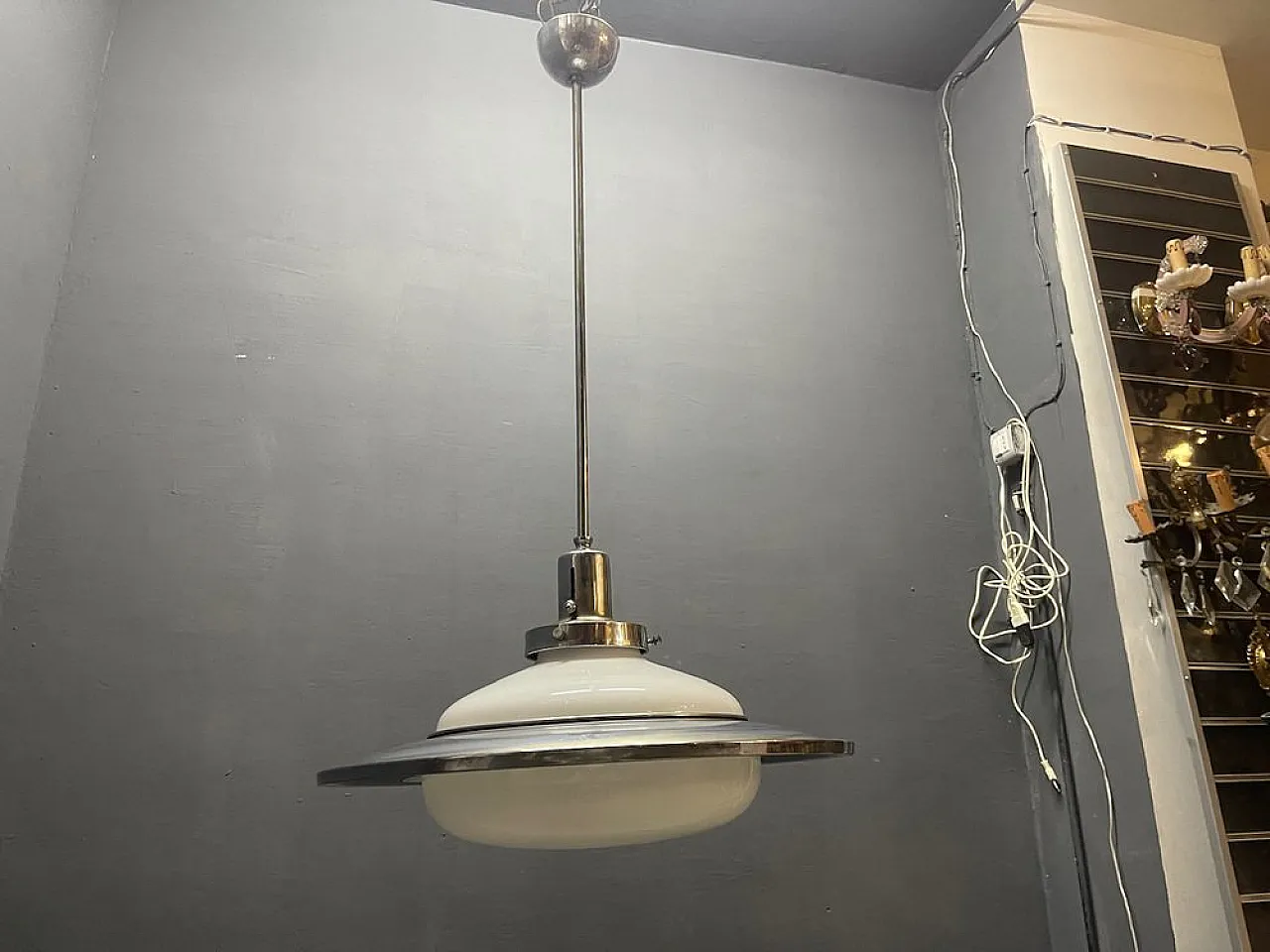 Space Age lamp in chromed metal, Gino Sarfatti style, 1950s 5