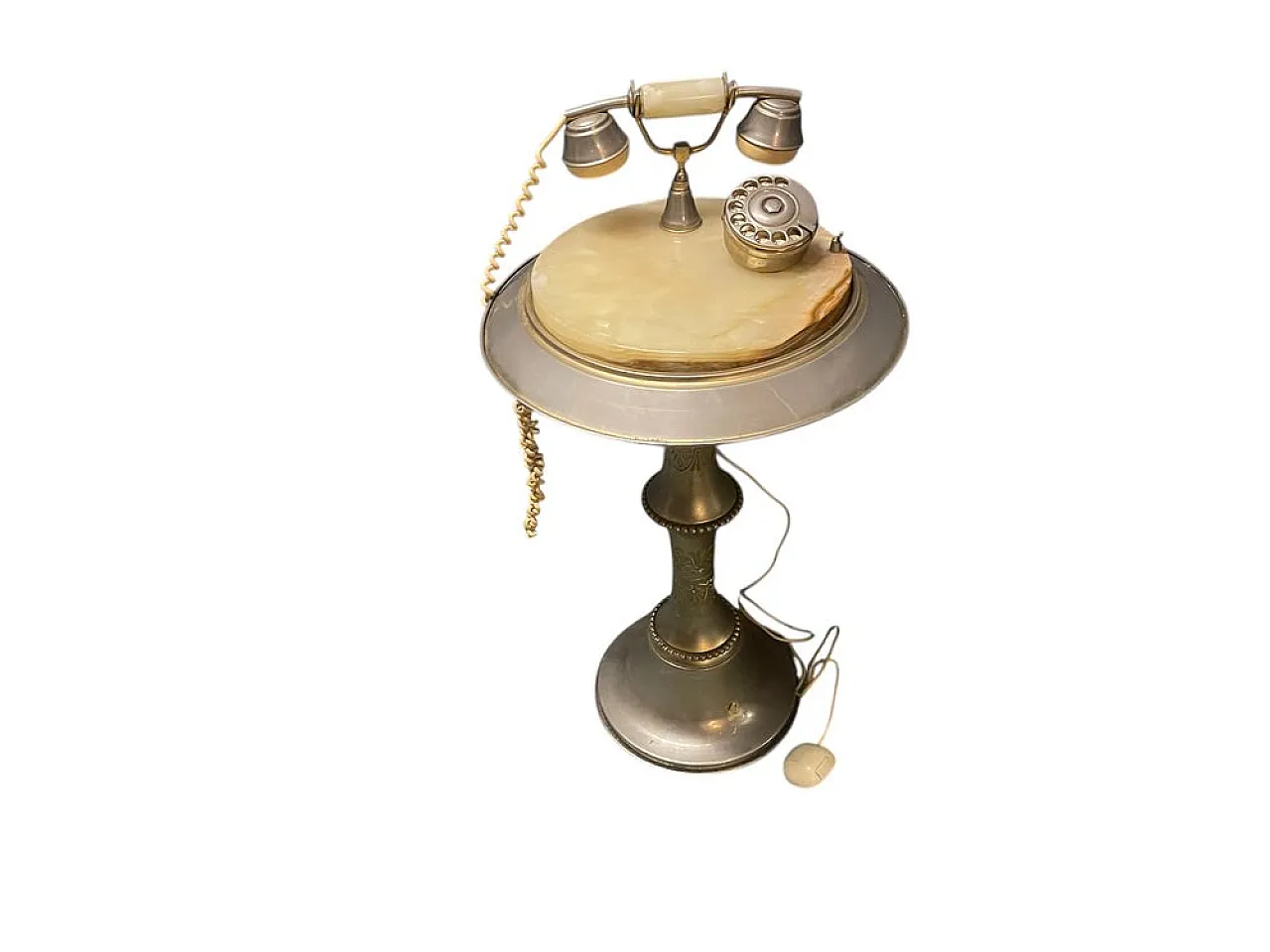 Marble and brass coffee table with rotating dial, 1950s 1