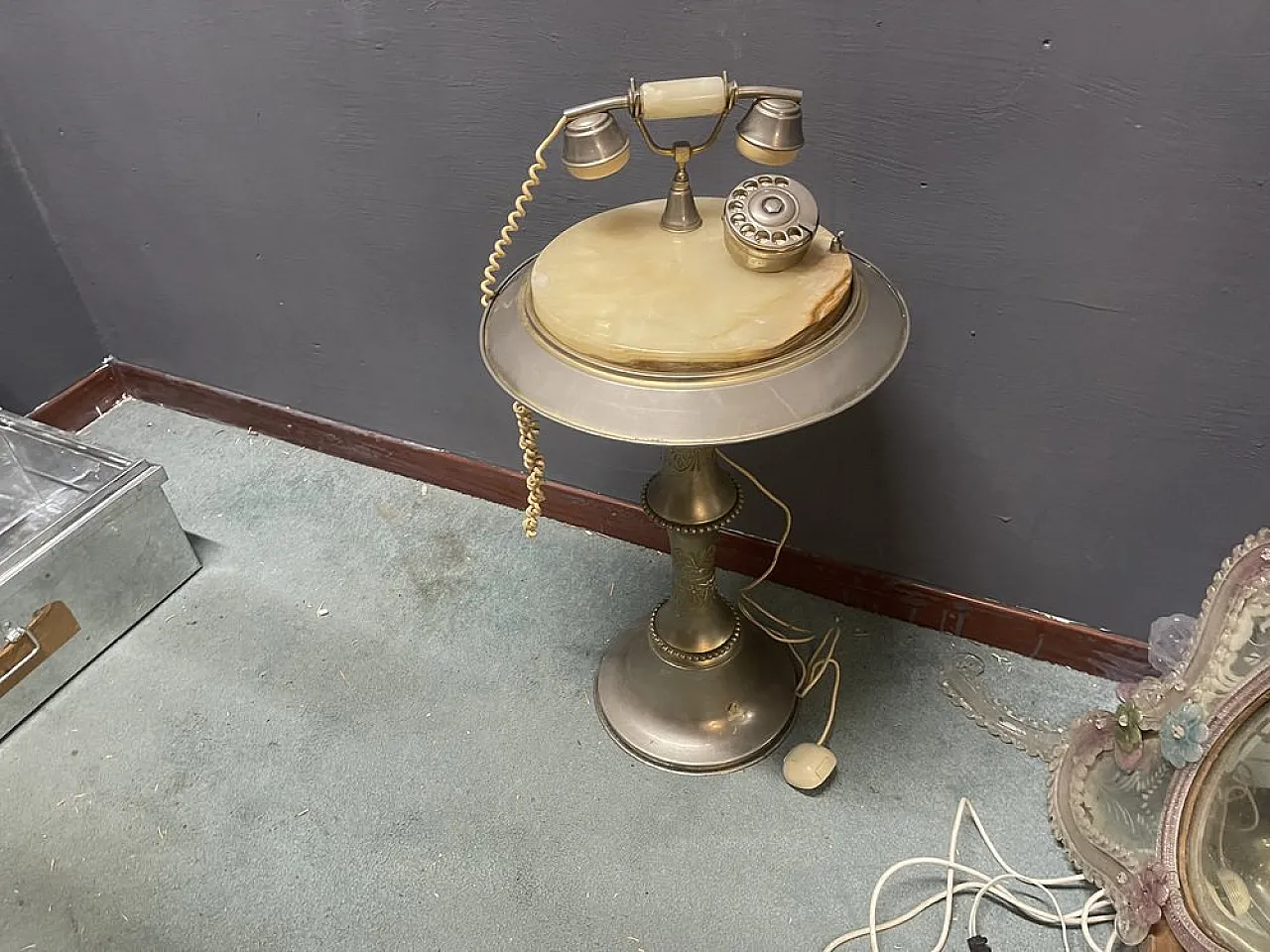Marble and brass coffee table with rotating dial, 1950s 5