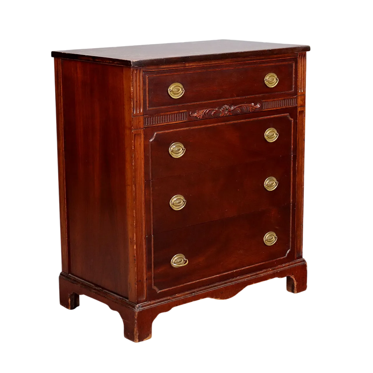 Cassettiera in mogano e lamiera incisa, '900 10