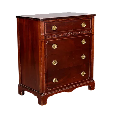 Cassettiera in mogano e lamiera incisa, '900