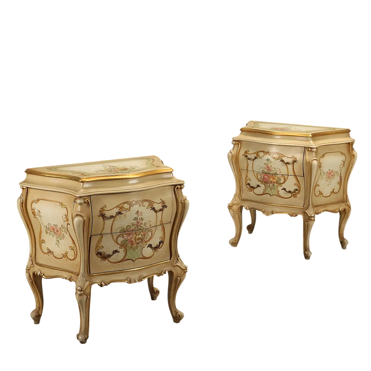 Coppia di comodini in stile barocco, metà '900 10