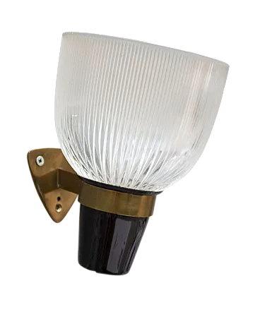 Azucena LP5, brass and glass sconce by Ignazio Gardella, 1950s