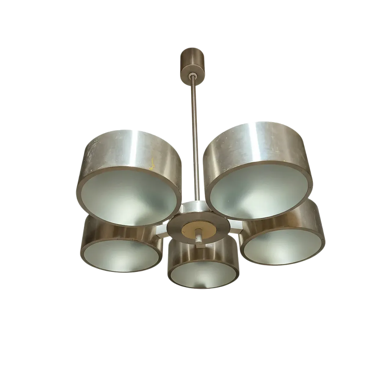 Lampadario in alluminio e vetro, anni '70 10