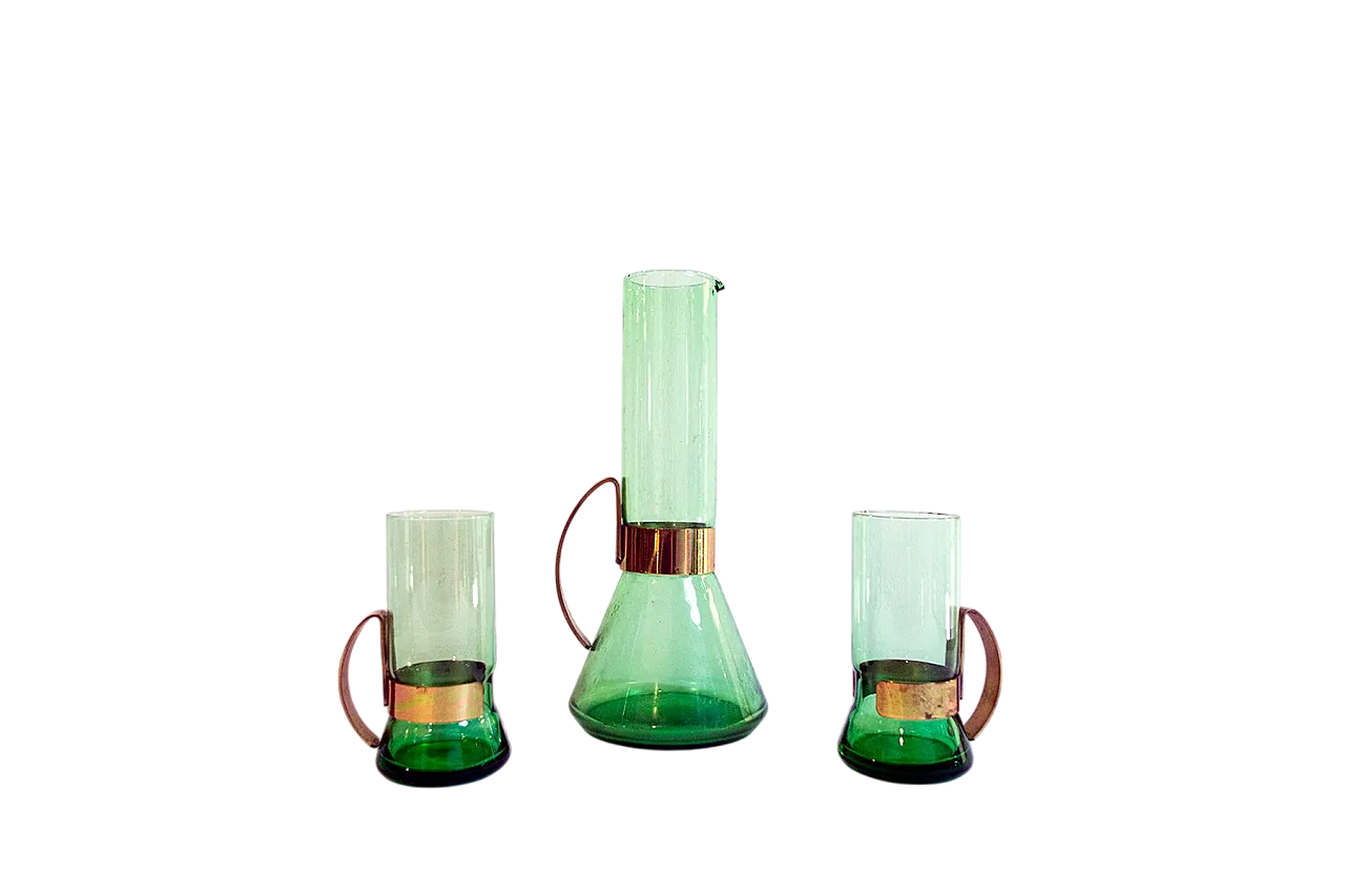 Brocca con due bicchieri di Seguso, anni '50 5