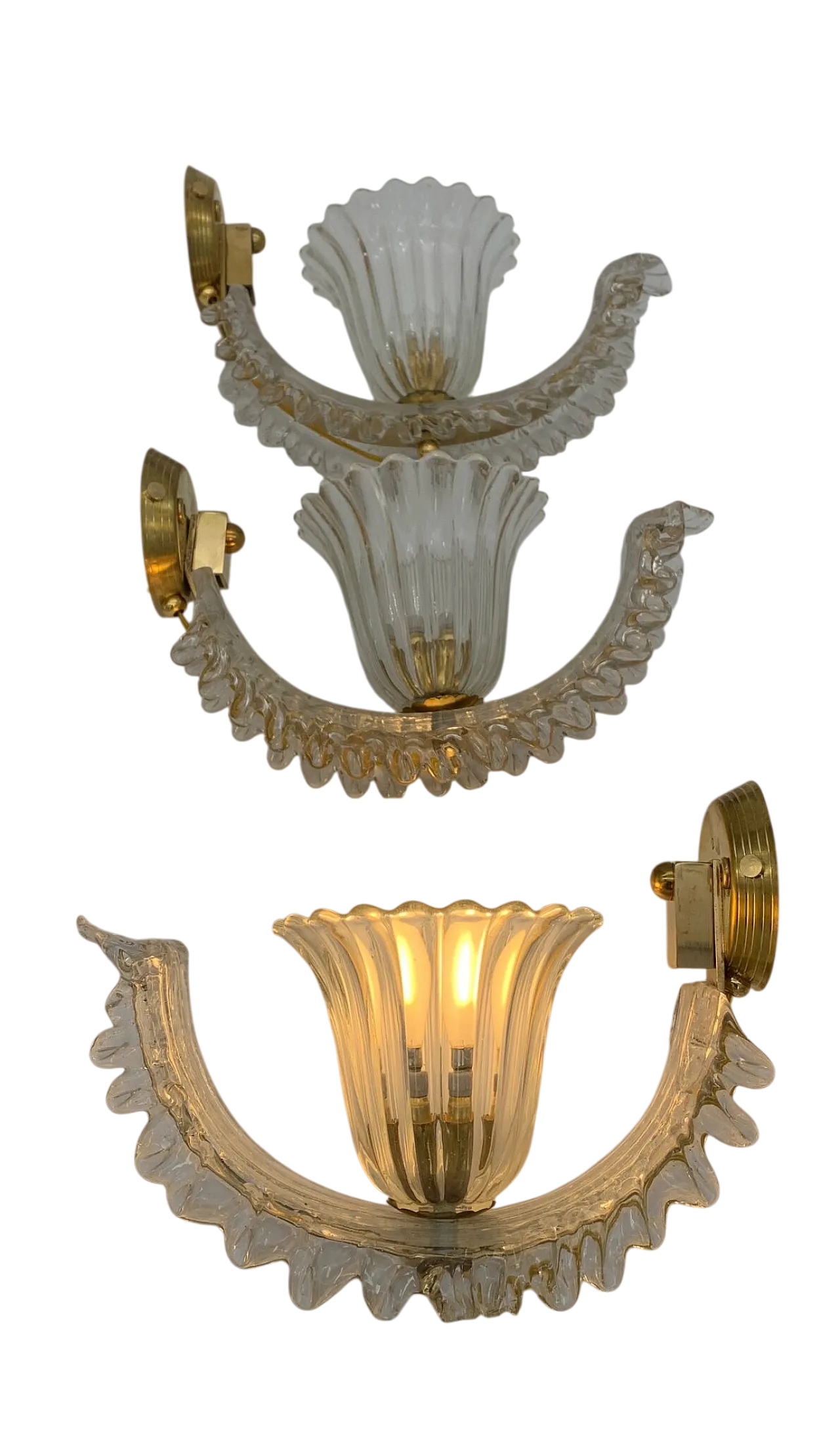 3 Murano glass wall sconces, 1960s 8