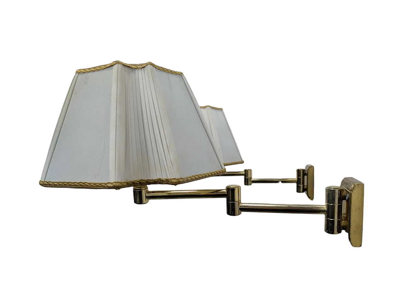 Pair of extendable brass wall lights, 1970s 7