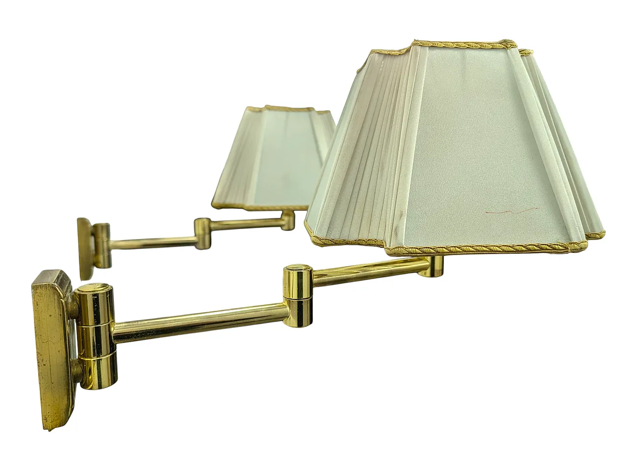 Pair of extendable brass wall lights, 1970s 8