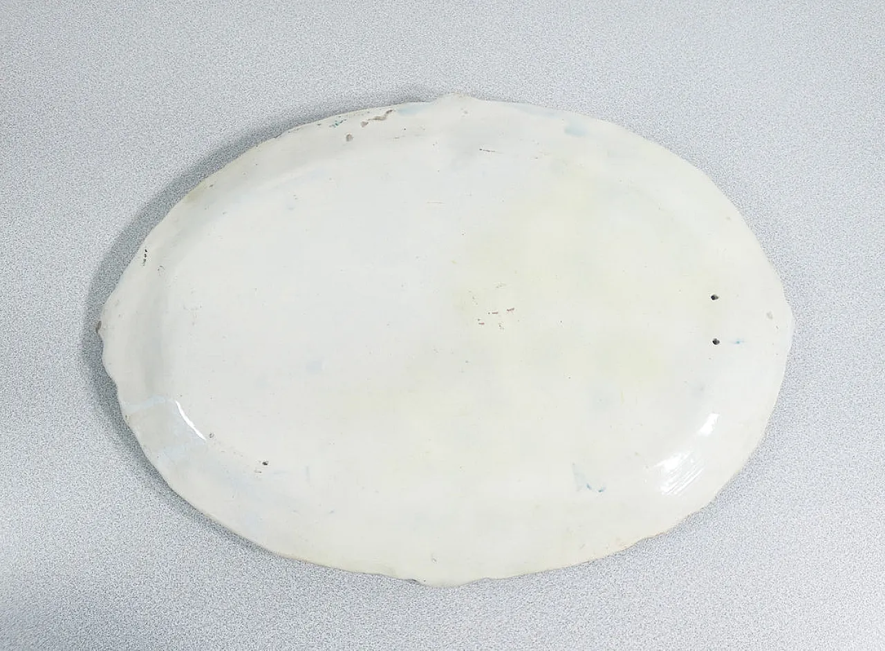 Piatto decorativo Liberty in maiolica dipinta a mano, primo '900 8