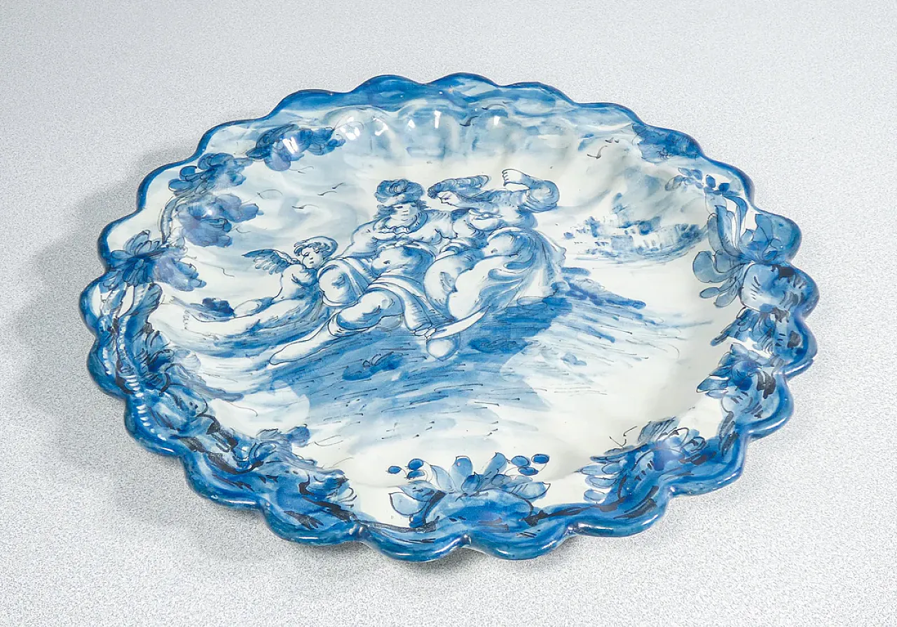 Piatto da parete in maiolica dipinta a mano, primo '900 2