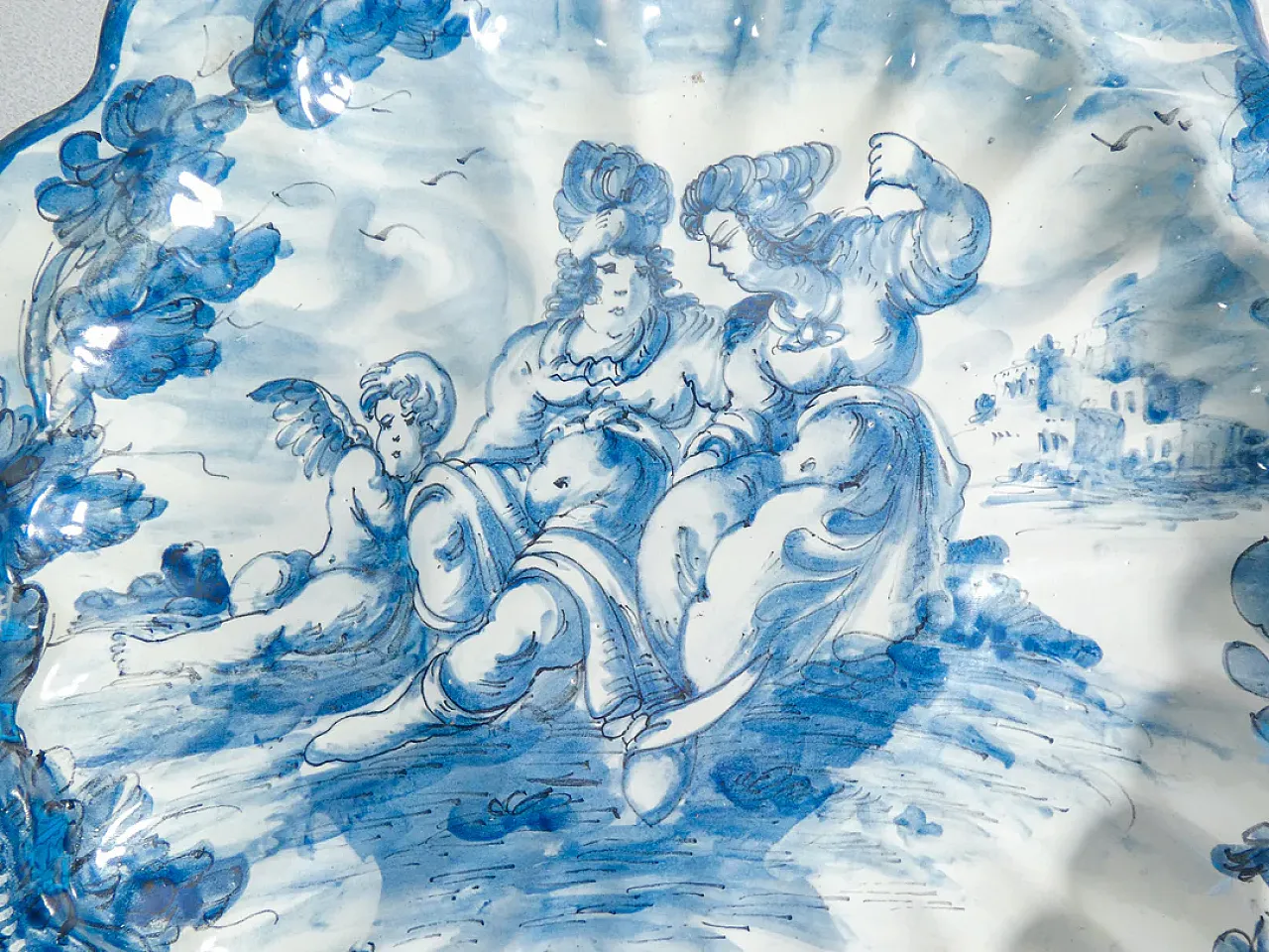 Piatto da parete in maiolica dipinta a mano, primo '900 4