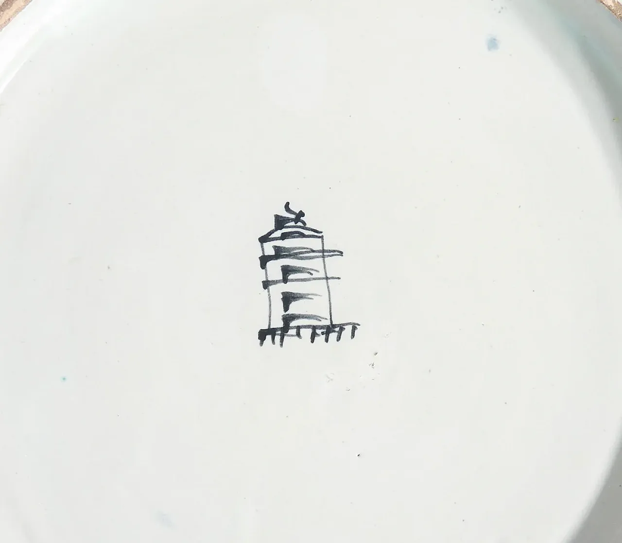 Piatto da parete in maiolica dipinta a mano, primo '900 8