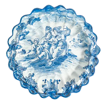 Piatto da parete in maiolica dipinta a mano, primo '900