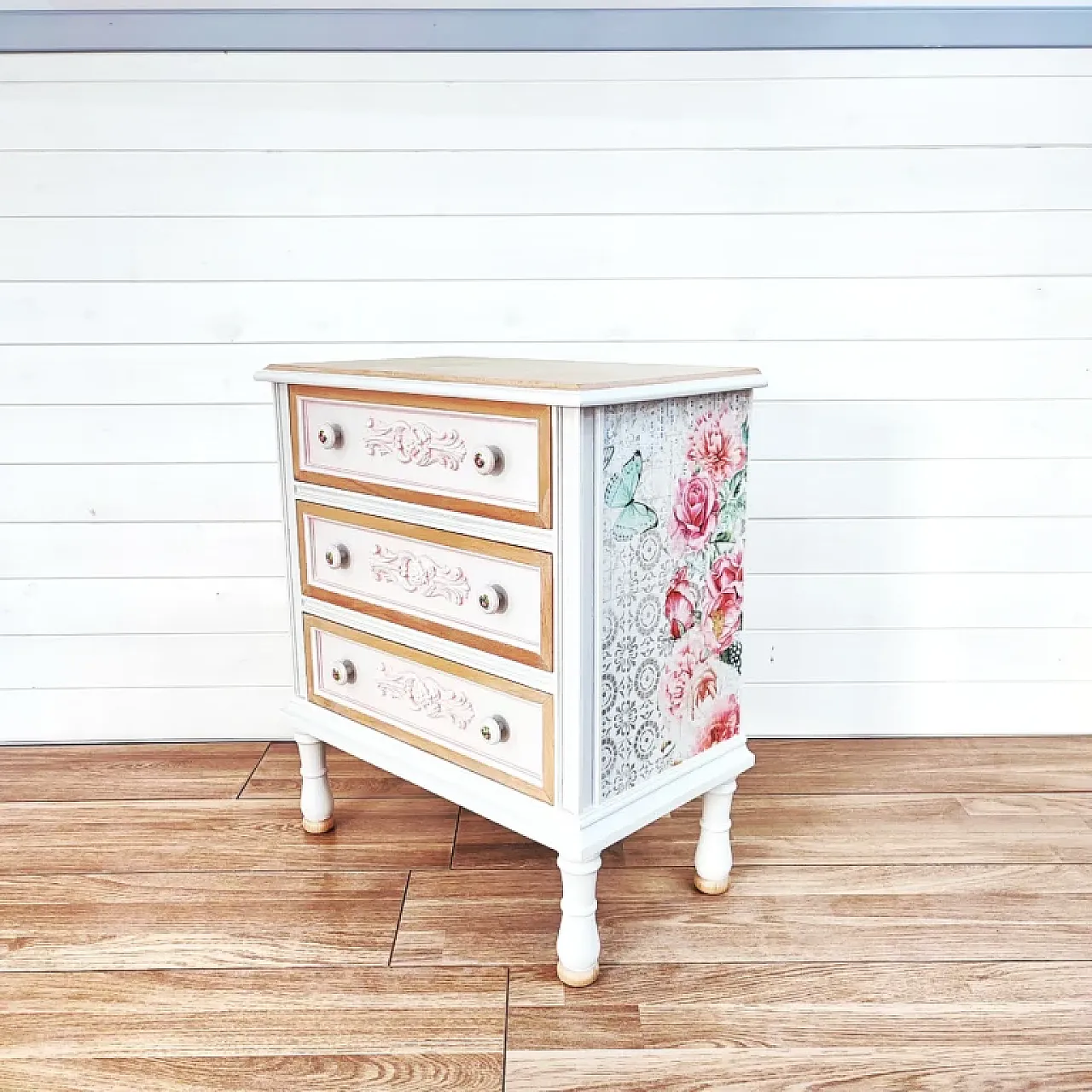 Tiffany wooden and plywood bedside table, mid-20th century 3