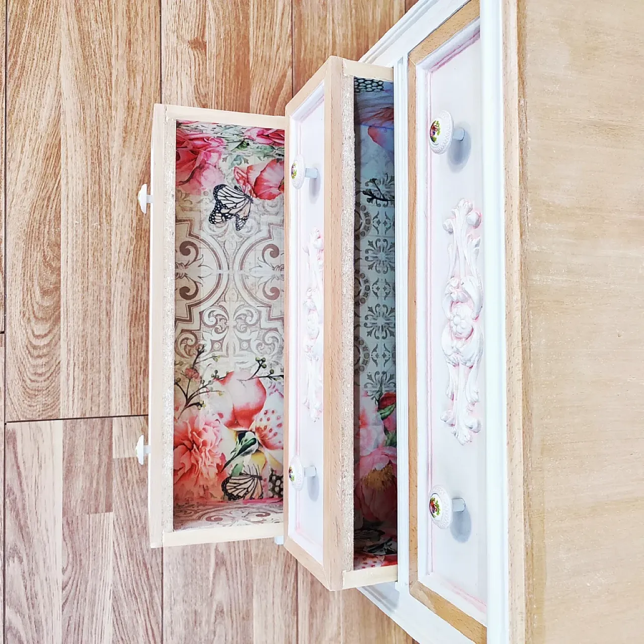 Tiffany wooden and plywood bedside table, mid-20th century 5