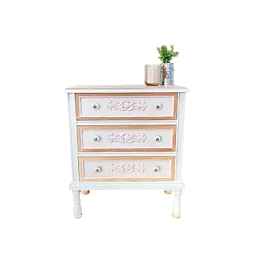 Tiffany wooden and plywood bedside table, mid-20th century