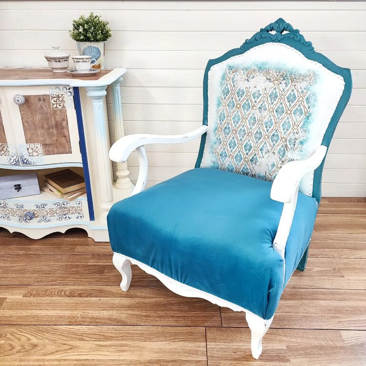 Shabby upcycle Denise armchair, 20th century 1