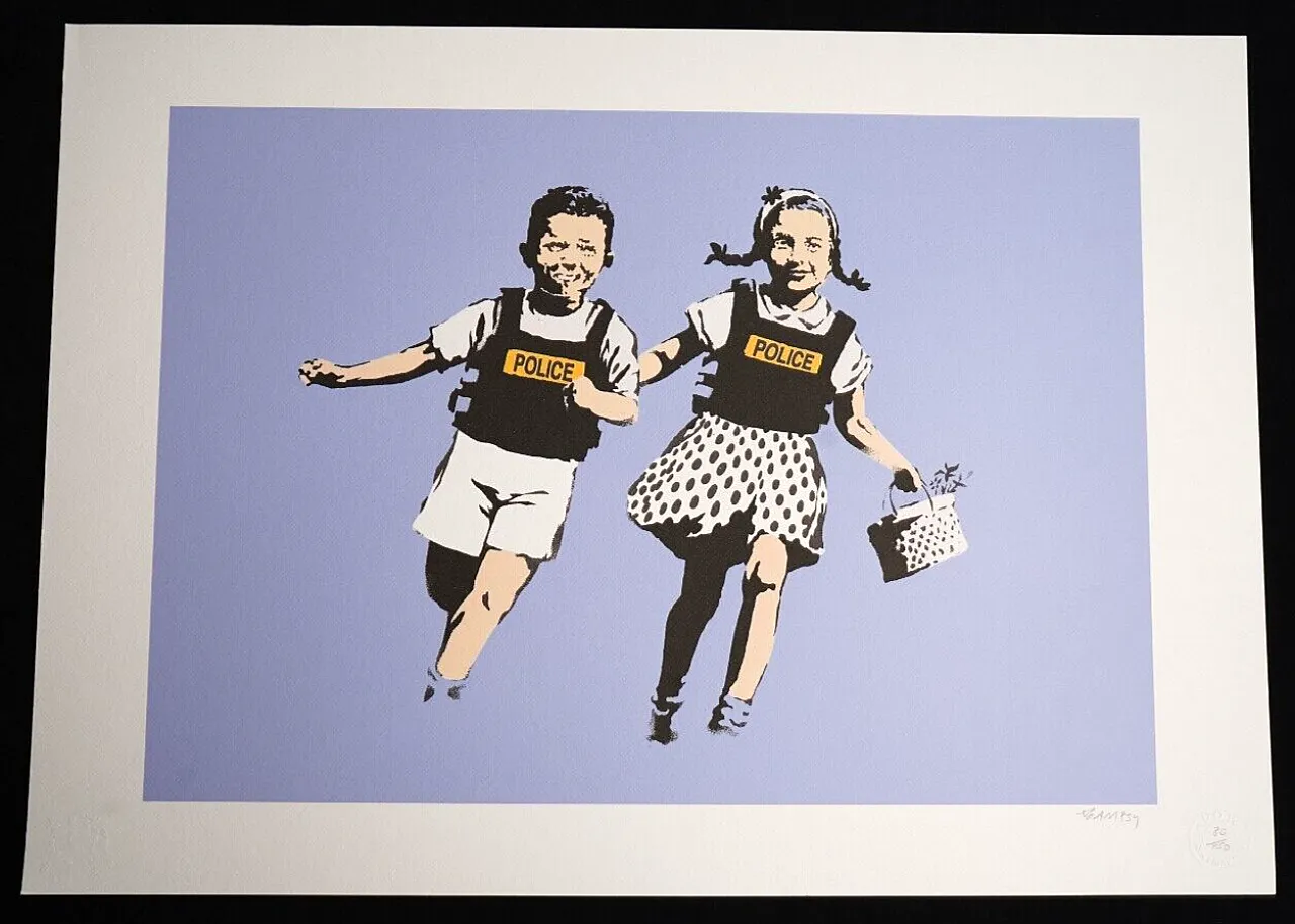 Banksy, lithograph, limited, autographed, artist stamp, 20th century 2