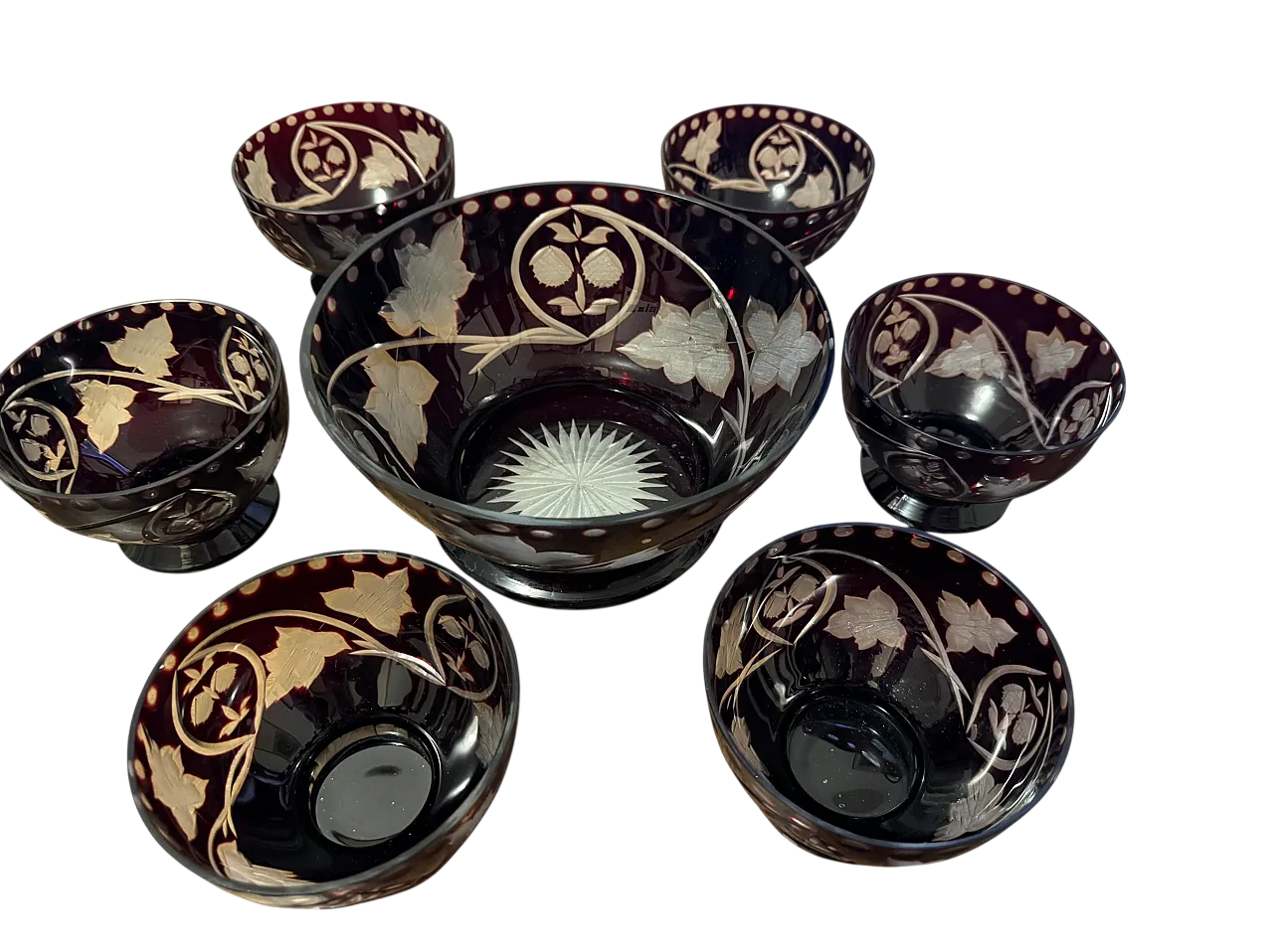 Set insalatiera cristallo di Bohemia, anni '60 7