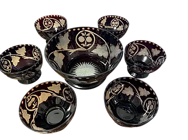 Set insalatiera cristallo di Bohemia, anni '60