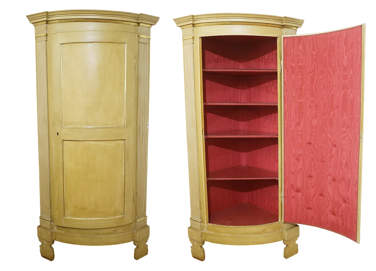 Empire style ivory lacquered curved corner cabinet, 19th century 26