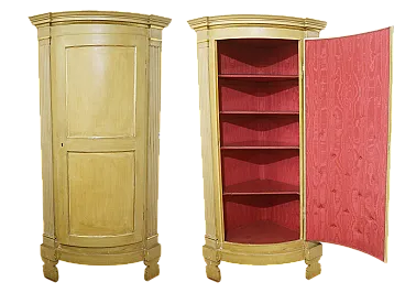 Empire style ivory lacquered curved corner cabinet, 19th century