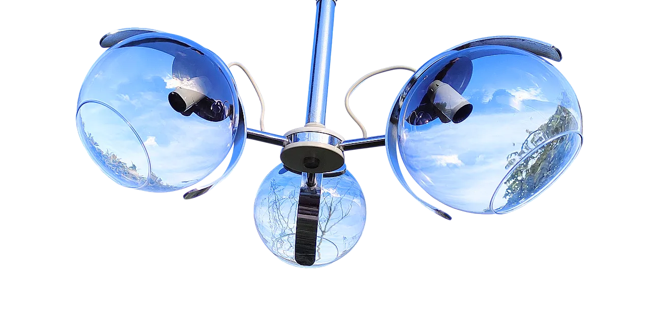 Space Age pendant lamp three blown glass spheres, 1970s 22