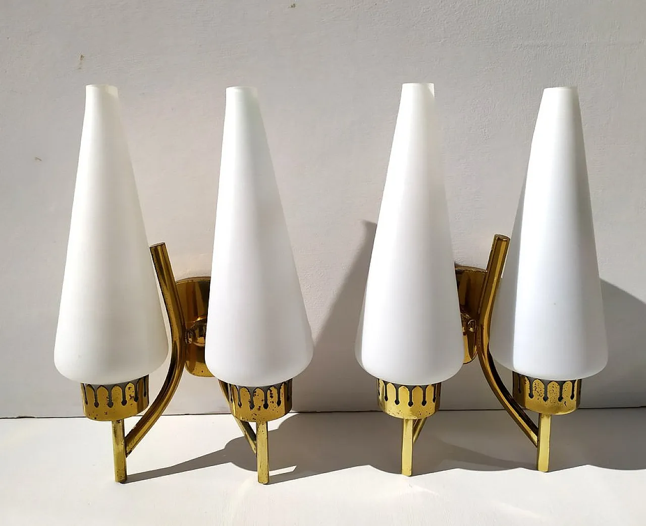 Coppie di applique di Angelo Lelli per Arredoluce, anni '50 1