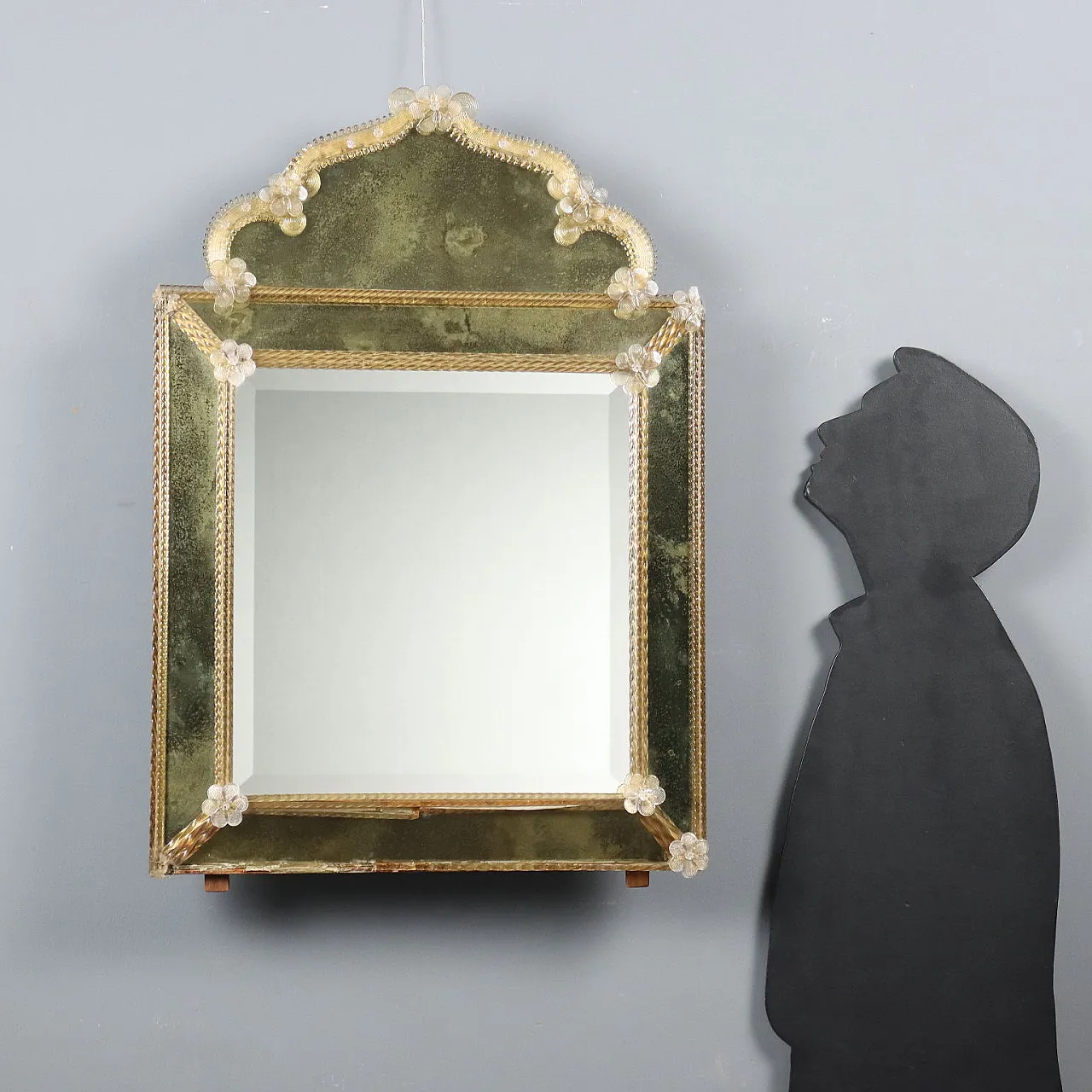 Specchio veneziano con fiori in vetro soffiato, '800 2