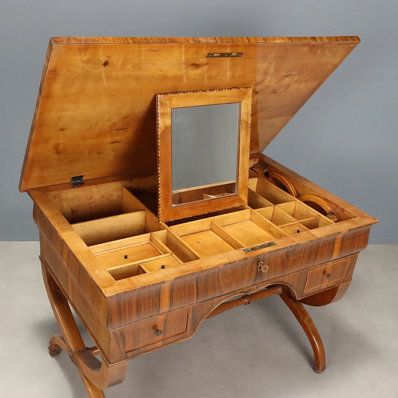 Tavolo da lavoro in noce, metà '800 3