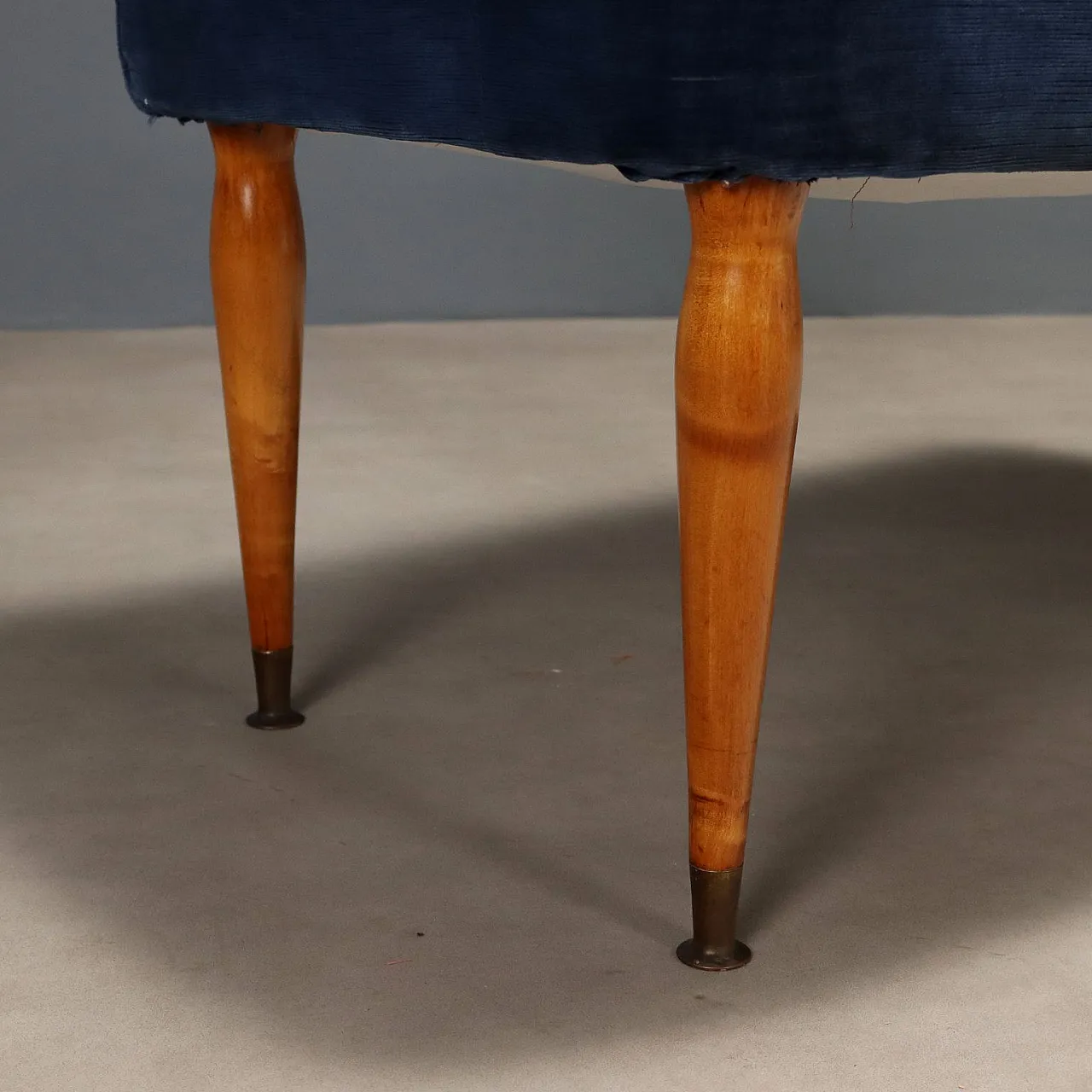 Panca in velluto dralon, legno di faggio e ottone, '900 8