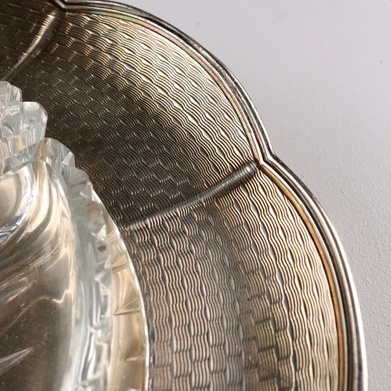 Vassoio in argento 925 con ciotole in vetro, '800 3