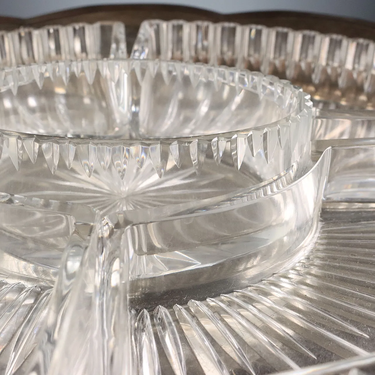 Vassoio in argento 925 con ciotole in vetro, '800 6