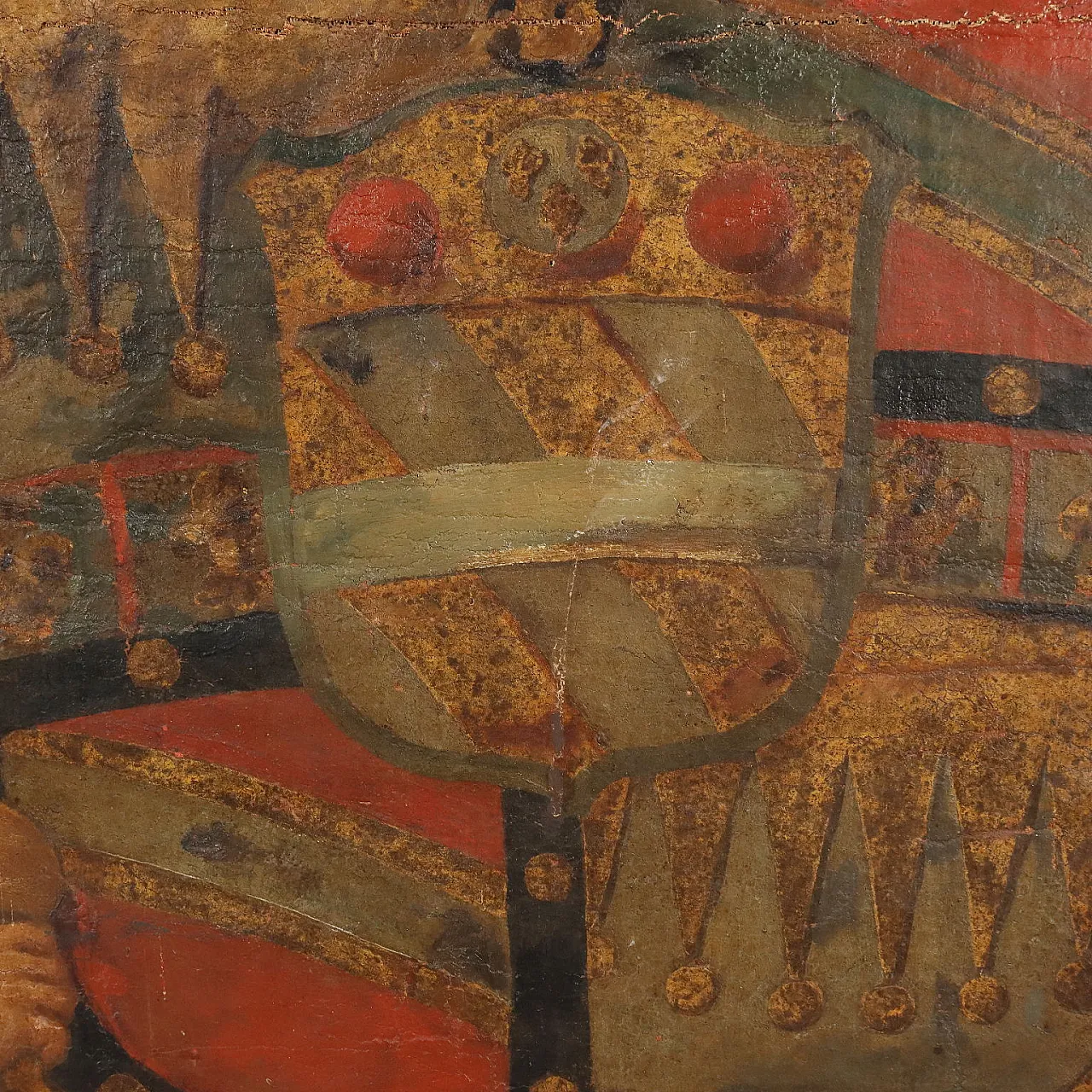 Stemma nobiliare Barocco in legno dipinto, fine '600 6