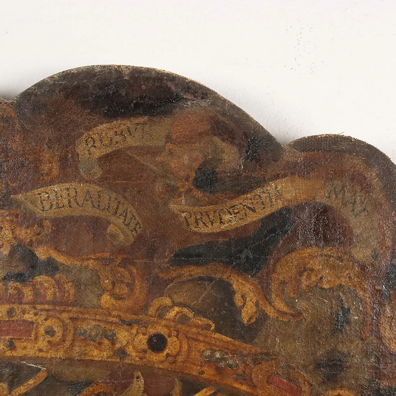 Stemma nobiliare Barocco in legno dipinto, fine '600 8