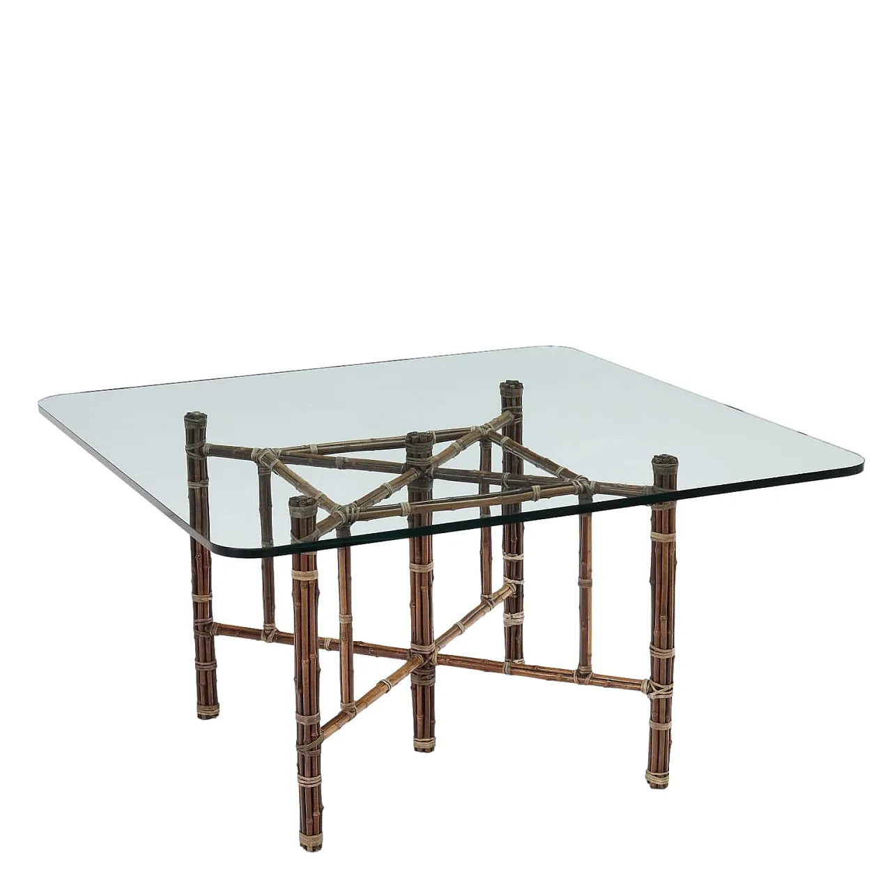 Vintage Table McGuire Design Lyda Levi Bamboo Glass 1980s 1