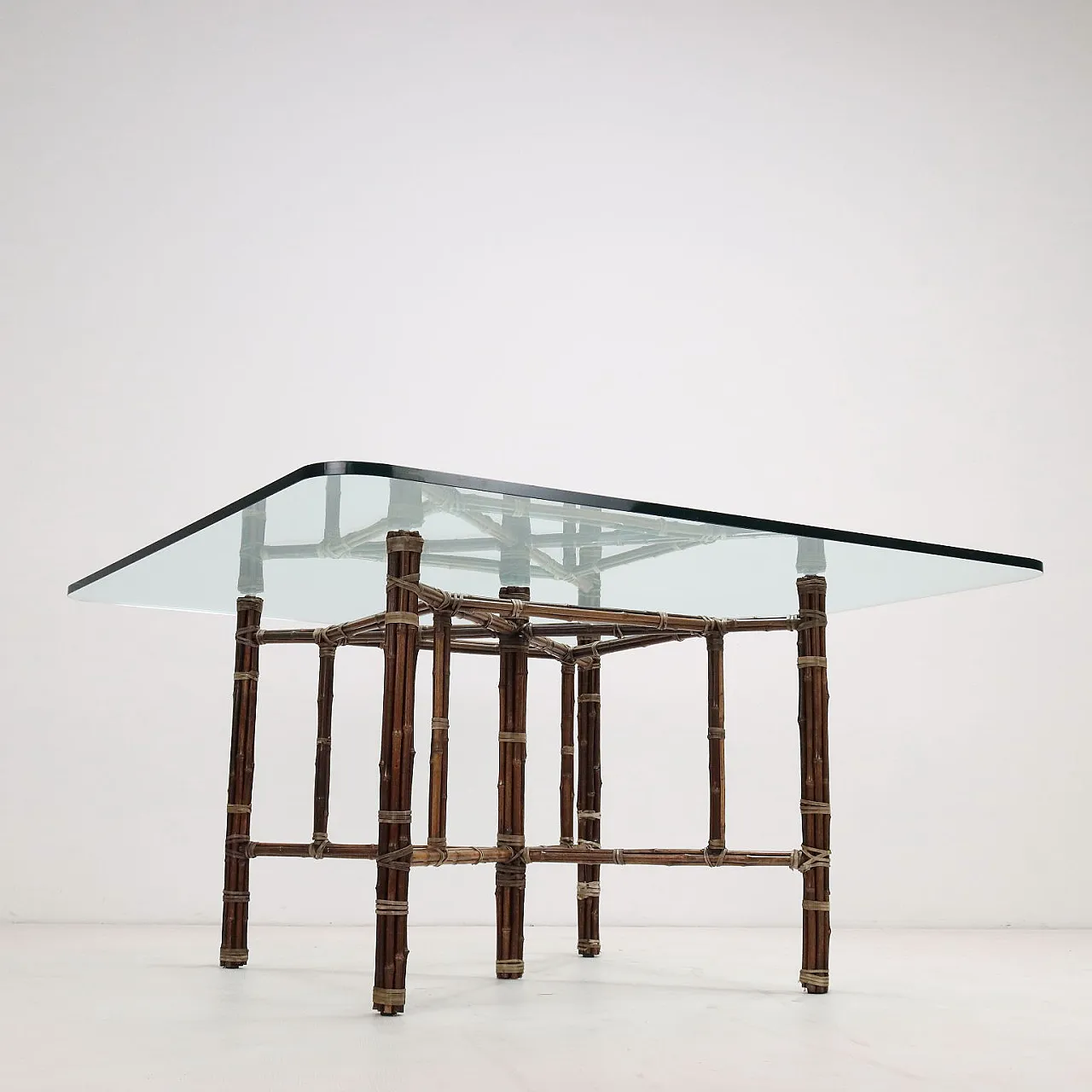 Vintage Table McGuire Design Lyda Levi Bamboo Glass 1980s 3