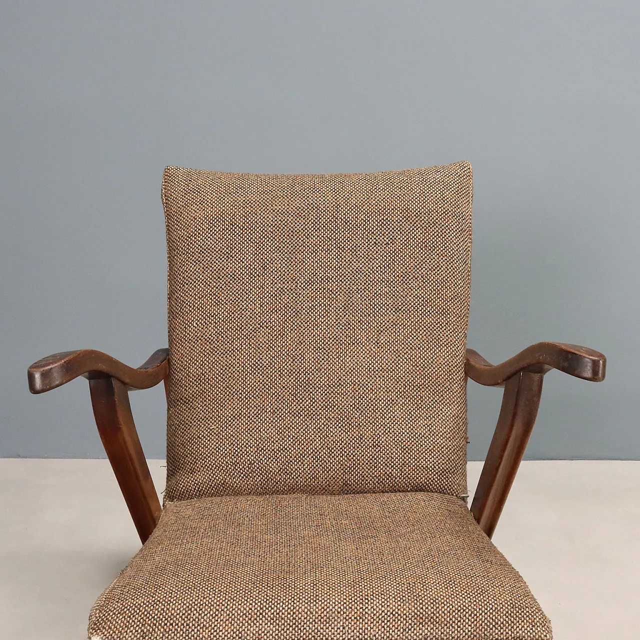 Pair of wooden and fabric armchairs, 20th century 5