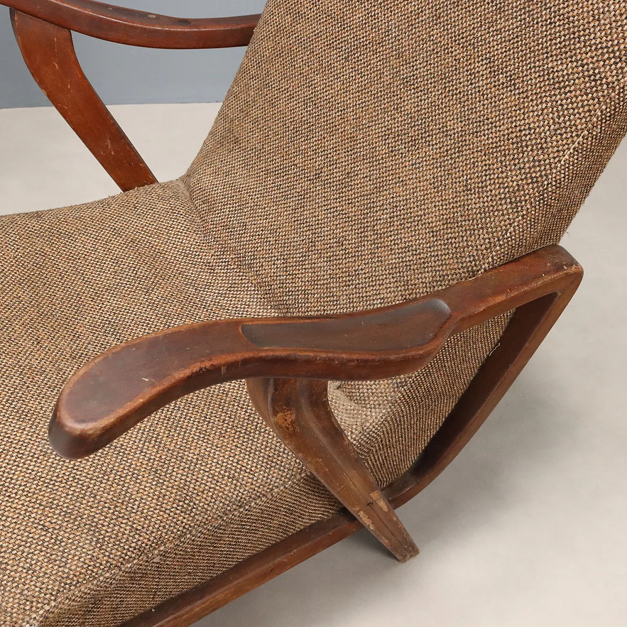 Pair of wooden and fabric armchairs, 20th century 6