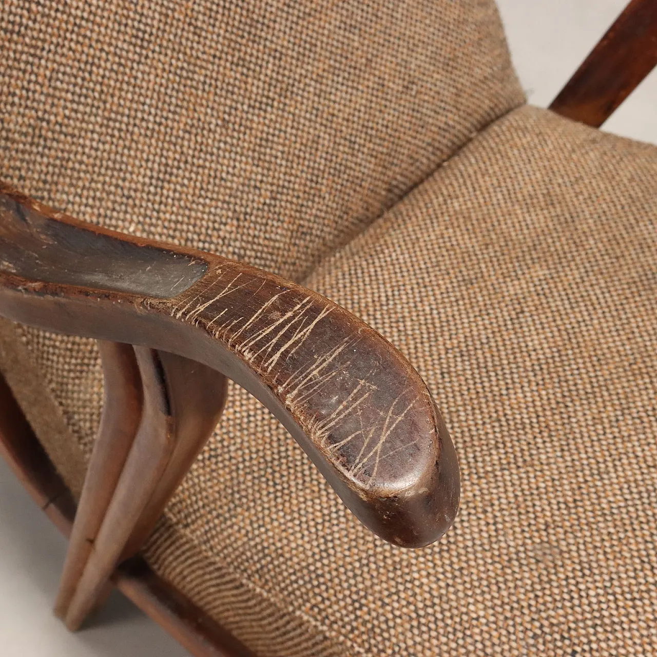 Pair of wooden and fabric armchairs, 20th century 7