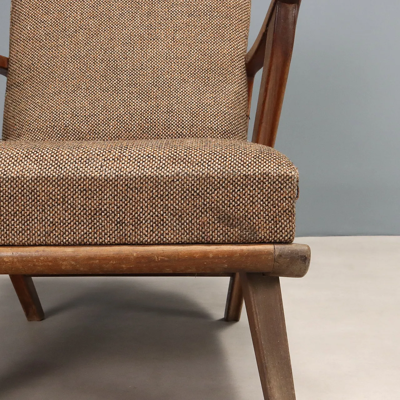 Pair of wooden and fabric armchairs, 20th century 8