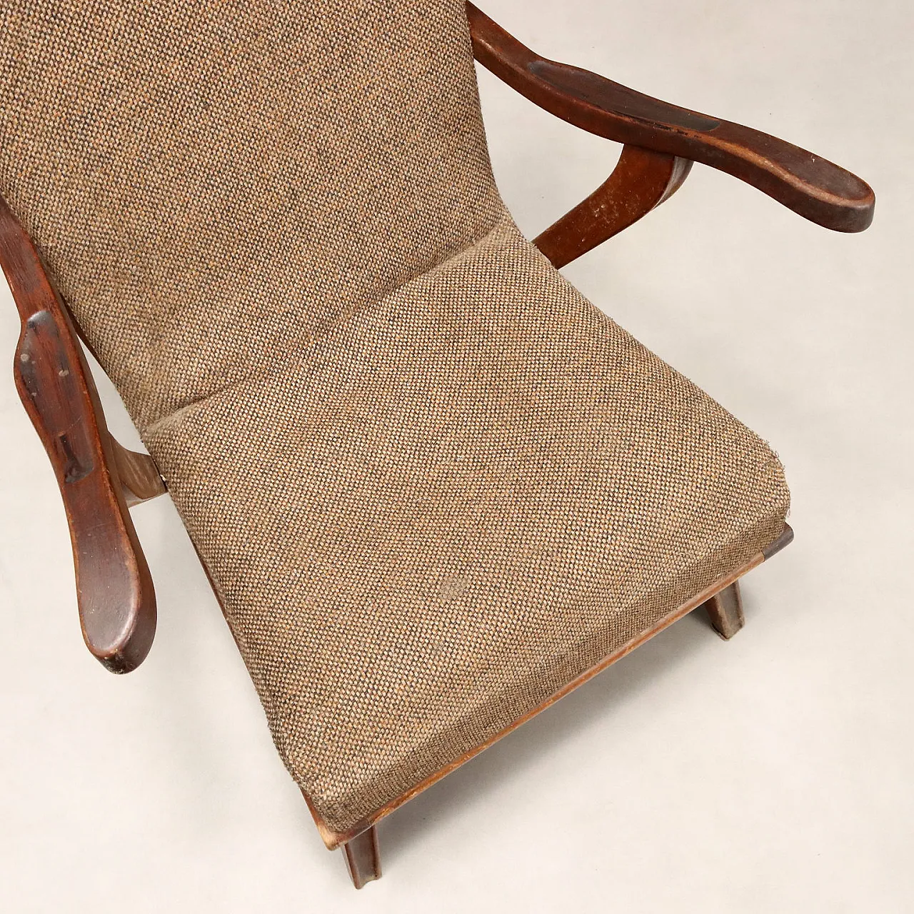 Pair of wooden and fabric armchairs, 20th century 10