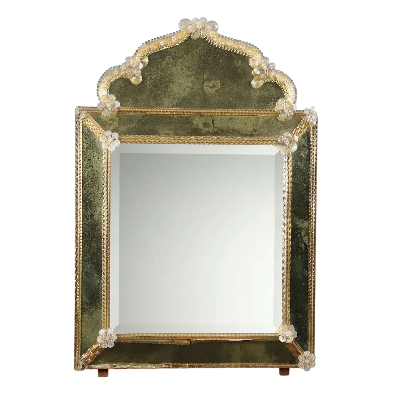 Specchio veneziano con fiori in vetro soffiato, '800 11