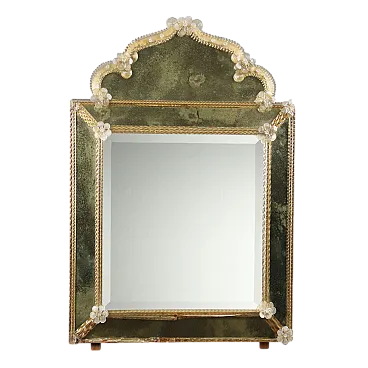 Specchio veneziano con fiori in vetro soffiato, '800