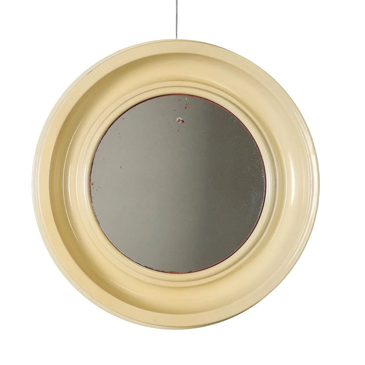 Specchio rotondo con cornice in plastica bianca, '900 7