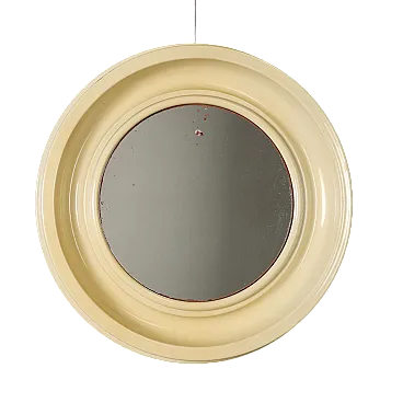Specchio rotondo con cornice in plastica bianca, '900