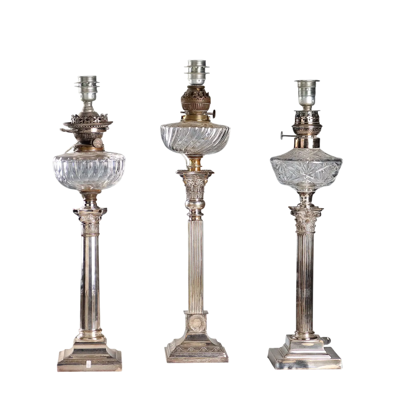 3 Lampade da tavolo in metallo argentato, '900 11