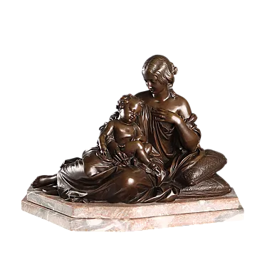 Scultura in bronzo su base in marmo, '900