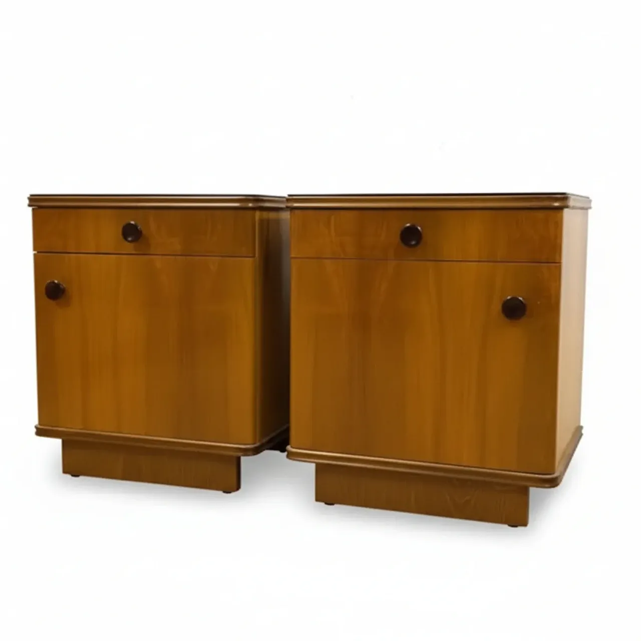 Coppia di comodini retrò in legno impiallacciato, anni '60 1