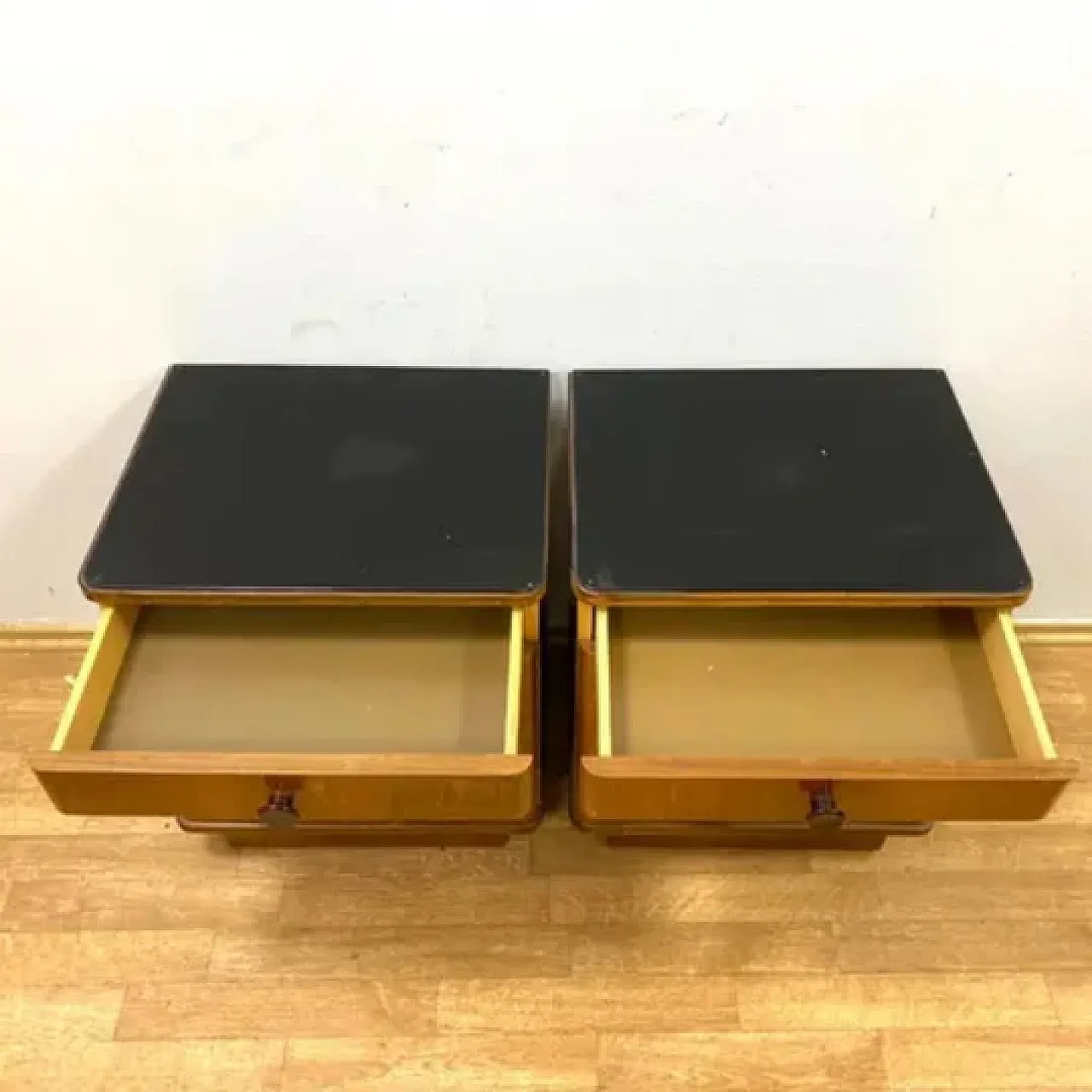 Coppia di comodini retrò in legno impiallacciato, anni '60 7